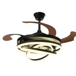 42 in. Black and Brown Modern Retractable 6-Speed Chandelier Ceiling Fan
